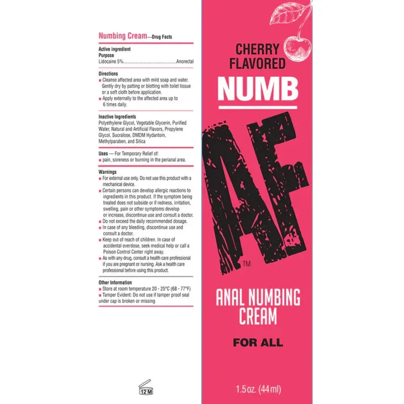 Numb Af - Anal Desensitizer Gel - Cherry - 1.5 Fl Oz